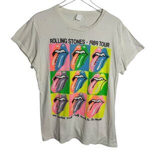 Madeworn tee size small Rolling Stones '89 multi tongue white distressed RARE